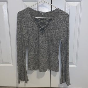 Charlotte Russe criss cross front bell sleeve top